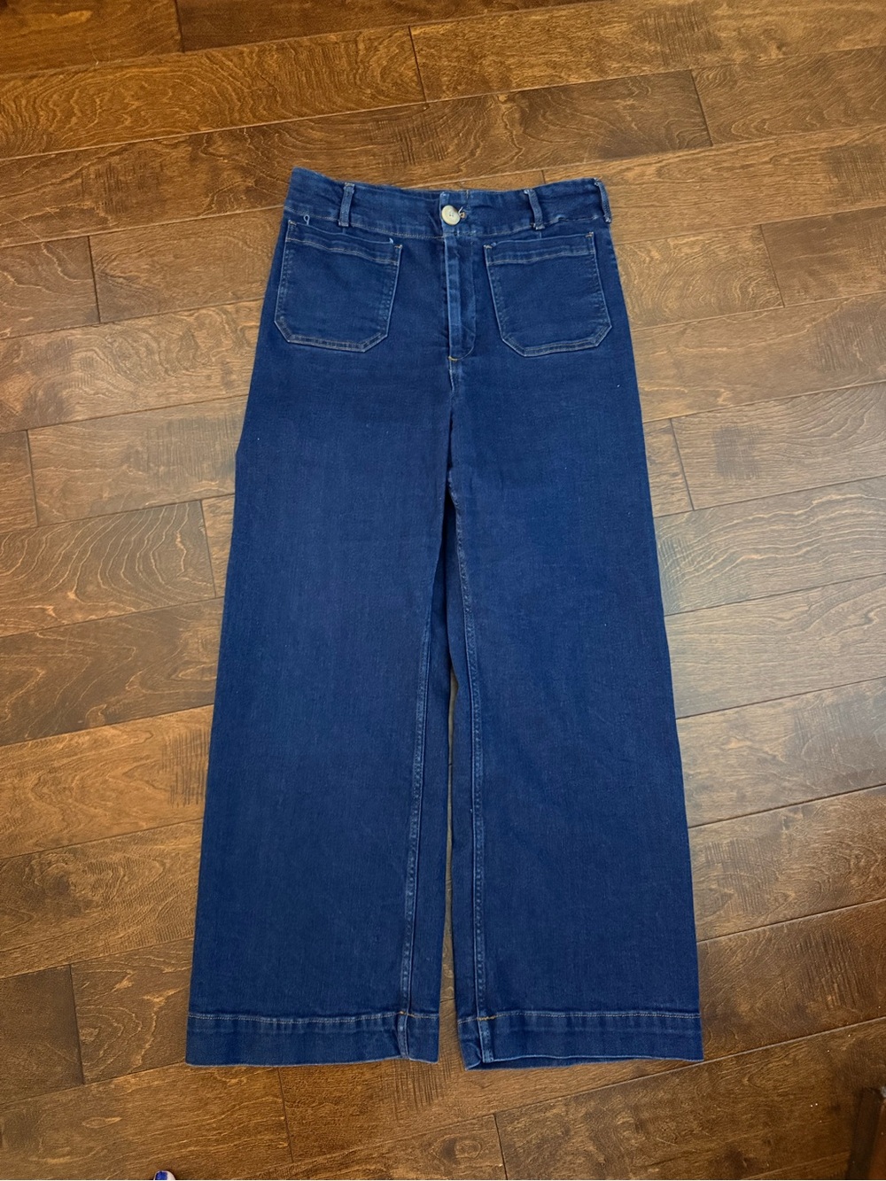 Maeve Anthropologie The Colette Wide Leg Jeans Dark Wash Full Length Size 32 - Picture 10 of 10